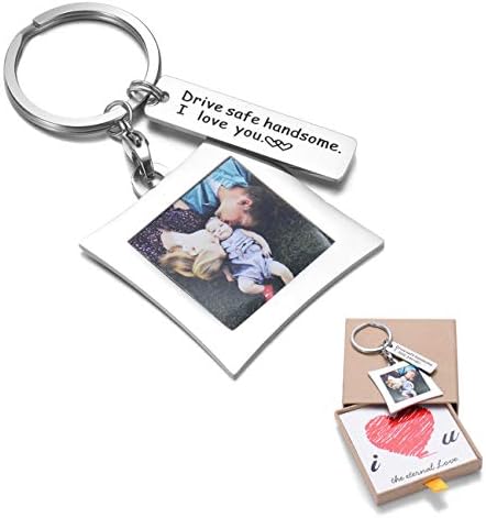 OFGOT7 Drive Safe Keychain I Need You Here with Me and Elegant Mini Photo Frame, for Someone You Love, Trucker Husband Or for Boyfriend,dad Gift,Valentines Day Stocking Stuffer