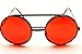 V137-vp Flip up Round Metal Sunglasses (Col Black-red, Mirrored)