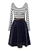 OMEYA.WANSHIDA. Women's Round Neck Stripe Long Sleeves Cocktail Party Mini Dress