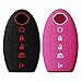 2Pcs Keyless4U Nissan 5 Buttons Smart Key Fob Silicone Remote Case Cover Keyless Jacket Holder Protector for Nissan Altima Maxima Armada Murano Rogue Sedan Pathfinder (Black Rose)