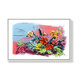 Framed Canvas Home Artwork Decoration Oil Flowers Canvas Wall Art for Living Room, Bedroom - 16x24 inches