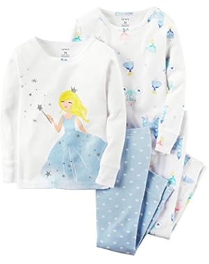 Baby Girls' 4 Piece Snug Fit Cotton Pajamas Set
