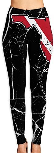 NO2XG Vintage Florida Scuba Dive Flag Map Diving Diver Yoga Pants Tummy Control Capri Pants Women's Workout Leggings