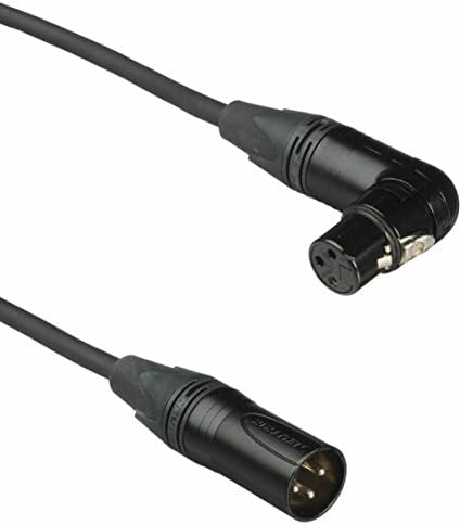 Mogami Microphone Cable 2549, Silver-20', Neutrik Silver Pin Right Angle XLR-F to Straight XLR-M, 20 ft.