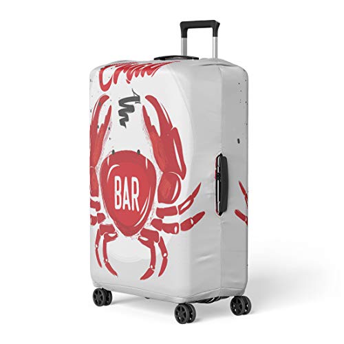Pinbeam Luggage Cover Animal Chalk Red Crab Letting Seafood Restaurant Bar Travel Suitcase Cover Protector Baggage Case Fits 22-24 inches