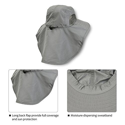image for Tirrinia Mens Wide Brim Sun Hat with Neck Flap Fishing Safari Cap for 