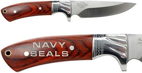 NDZ Performance Elkridge 9'' Full Tang Fixed Blade Wood Handle Knife ER148 Navy Seals Text