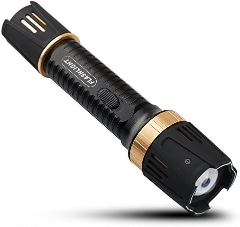 JONCSON Zoomable LED Stun Tactical Self Defense Waterproof Handheld Flashlight Heavy Duty Rechargeable Black