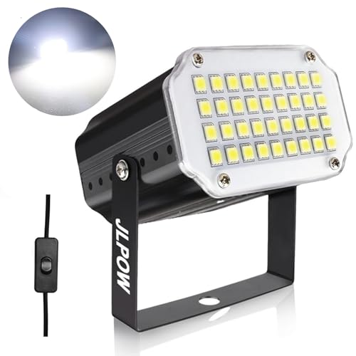 JLPOW Weißes Stroboskoplicht, super helles 36 LED-Stroboskoplicht für Partys, Sound aktiviert und Geschwindigkeitssteuerung, Mini-DJ-Stroboskoplichter