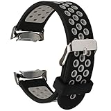 Samsung Gear S2 Silicone Band, SM-R720 SM-R730 Soft Silicone Sport Replacement Strap (Black+Grey)