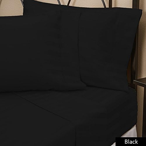 Stripe Pattern New 4 PCs Sheet Set 15" Deep Pocket Black Color Twin Size 600 Thred Count {100% Egyptian Cotton}