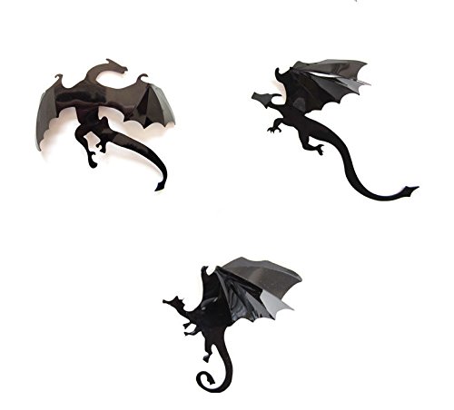 Megrocle 3D Dragon Wall Decor DIY Scary Black Dragon Wall Decals Removable Window Stickers Halloween PVC Party Supplies Decorations,14 pcs - Thumbnail 3