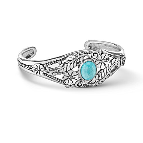 American West Sterling Silver Turquoise Floral Bracelet