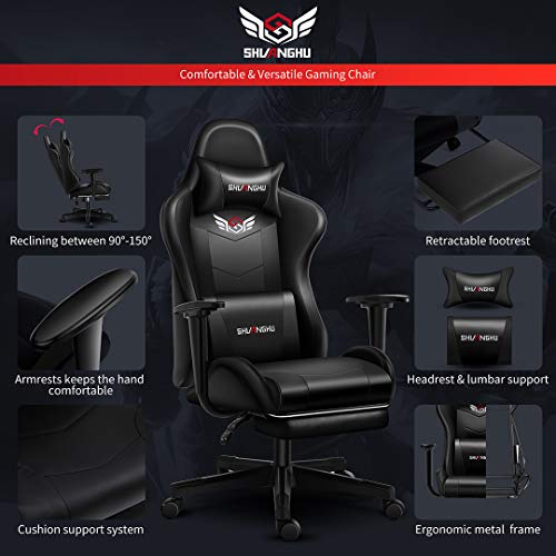 Shuanghu Gaming Chair Office Chair Ergonomic Computer Chair with Reclining Chair with Headrest and Lumbar Support Video… - Image 2