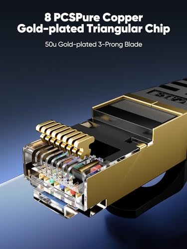 VOIETOLT Cat 8 Ethernet Cable 10M, High-Speed 40Gbps/2000Mhz Flat Braided Internet Cable, Gigabit STP RJ45 Network Cable Compatible for PS4/5, for Modem, PC/Laptop