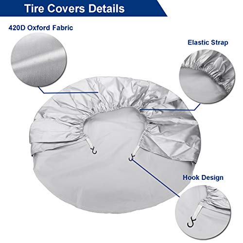 Aebitsry Tire Covers for RV Wheel Set of 4 Motorhome Wheel Covers Waterproof Oxford Sun UV Tires Protector for Trailer, Camper, Van, SUV, Auto, Universal Fits 24" to 32" Car Tire Diameter (30" - 32") - Thumbnail 3