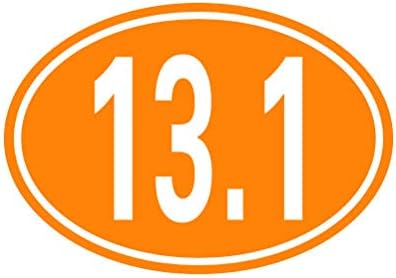 RDW Oval 13.1 Sticker - Decal - Die Cut - Half Marathon 13 Miles - Orange 1.50" x 1.05"