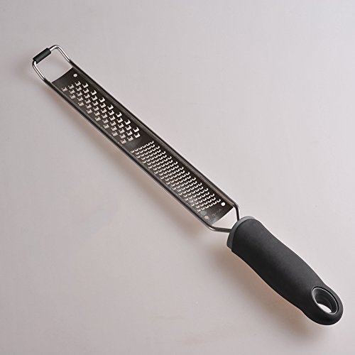 Wide Citrus Lemon Zester and Kitchen Cheese Grater 18/8 Stainless Steel Slicer for Ginger, Garlic, Nutmeg, Chocolate, Vegetables, Fruits Razor Sharp Blade - Colorfull Ergonomic Handle Color Black - Thumbnail 2