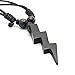 Green Nipa Hut Lightning Bolt Pendant with Adjustable Black Cord Necklace