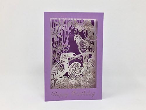 Pop UP Birthday Card, 3D Birthday Card, Jungle Bird Greeting Card (Light Purple)