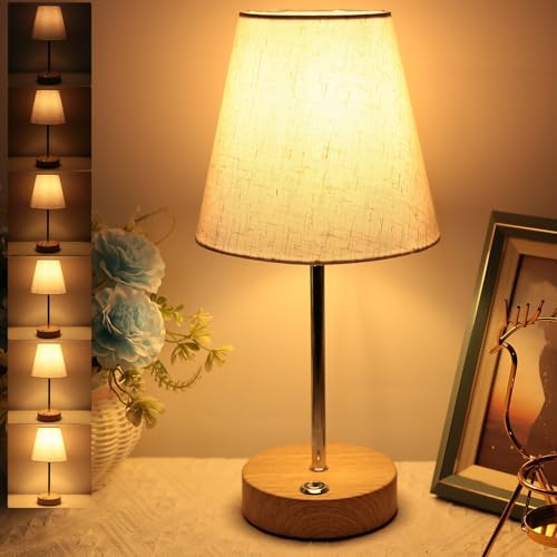 HSLighting Wireless Table Lamp, Akku Table Lamp with Stoffschirm Night Lamp, Stufenlos Touch Dimmable, Light Wiederaufladbar Table Light for Living Room (Modern, 1)