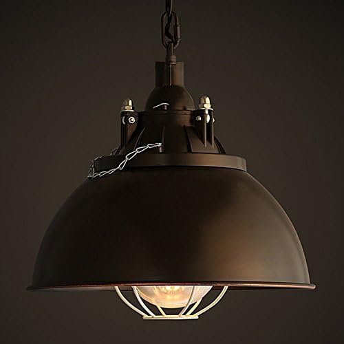JINGUO Lighting Bright Age Wrought Iron Cage Light Fixture Pendant Lights Hanging Lamp Ceiling Lights Chandelier with Bowl shade in Vintage Style for Indoor restaurant Barn Warehouse Black Finished