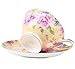 ATAZUA ufengke European Bone China Coffee Cup, Afternoon Tea Coffee Cup with Saucer, Ceramic Tea Sets for Gift, Hand-Painted Flower, Yellow