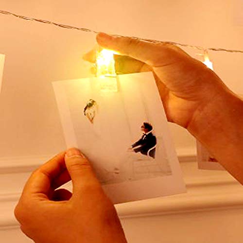 JMT 40 LEDs 20 Photo Clips String Lights,Bedroom Fairy Lights for Christmas Indoor Outdoor Home Garden Decoration to Hang Card, Polaroids & Pictures, 3AAA Battery Operated(13ft Warm White) - Thumbnail 5