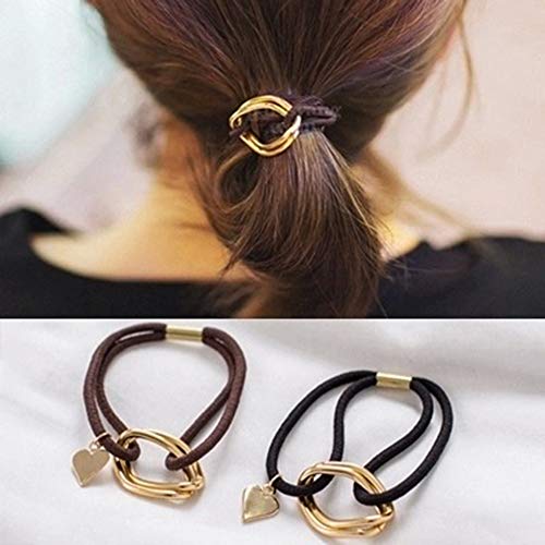 Shuxy 6PCS High Ponytail Holder Metal Leaf Hair Band Rope Wrap Alloy Punk Hair Cuff Elastic Hair Clips Metal Hair Ties Metallic Headwear Holder Fashion Hair Accessories for Ladies Toddler Thick Hair