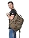 Kattee Men’s Leather Canvas Backpack Large School Bag Travel Rucksack Army Green