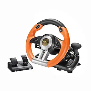 PC Racing Wheel, PXN V3II 180 Degree Universal Usb Car Sim Race Steering Wheel with Pedals for PS3, PS4, Xbox One,Nintendo Switch (Orange) 