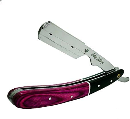 Barber Straight Razor Wooden Swing Lock Blade For Barber Supply Cutthroat Magenta Razor