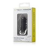 Dual USB Car Charger 3.4 Amps, 15 Watts, 5V DC (Black) by Tech Armor