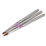 3pcs Marble Sable Acrylic Tips Nail Art Painting Brush Brushes Carving Pen Detachable Size #2 #6 #8