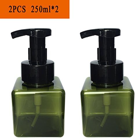 Yzakka Foaming Soap Dispenser Pump 2PCS Refillable Containers Body Wash Shampoo Dispenser for Bathroom Bar Kitchen Laundry Countertop 250ml 8.5oz with Label Stickers Olive