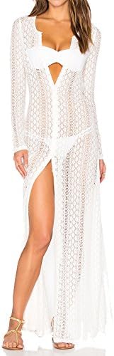Elegeet Beach Wear Cover up Swimwear Bikini Lace Long Maxi Beach Dress with Fastener