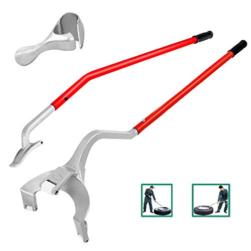 Goplus Tire Changer, 17.5" to 24" Steel Tire Mount Demount Tool Kit, Tubeless Truck Bead Breaker Manual Tire Changing Tool (Red)