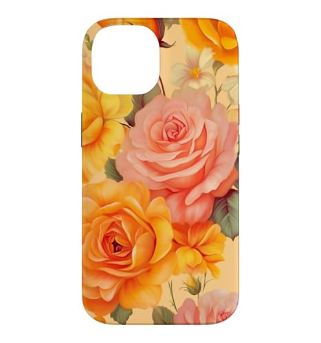 Yellow rose pink floral orange flower design for women girls Case for iPhone 14