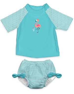 Baby & Toddler Girls' Rashguard Set with Built-In Absorbent Swim Diaper