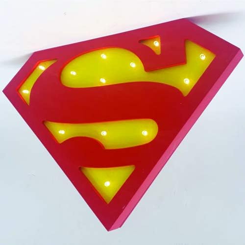 NOROC Superman Logo Sign Board with LED Light - Red & Yellow