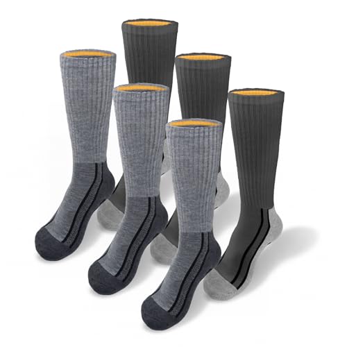 Caterpillar Men's 6-Pack Half Cushioned Crew Socks, Charcoal Logo, Large
