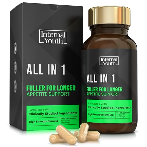 All in 1 Appetite Support - Appetite Suppressants for Women and Men - Weight Loss Pills that Work Fast - Clinically Studied Gut Health Prebiotic + Probiotics + Natural Extracts - 30 Day Supply