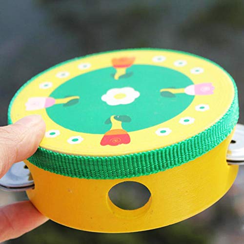 millet16zjh Cartoon Wooden Handheld Tambourine Jingle Percussion Musical Instrument Kids Toy - Random Style