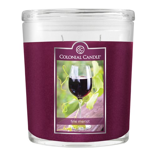 Colonial Candle 22-Ounce Scented Oval Jar Candle, Fine Merlot