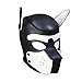 Zhengya Full Face Mask Dog Puppy Hood Leather Helmet Removable Mouth Cosplay Costume Party Props（M,Black&White