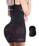 Women Lace Padded Seamless Butt Hip Enhancer Shaper Panties Underwear (L, Black)