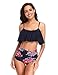 LALAVAVA Women's High Waisted Bikini Sets Flounce Bikini Crop Top Monokini Bathing Suits