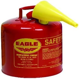 Eagle UI-50-FS 5-Gallon Type 1 Red Safety Can W/Funnel For Gasoline