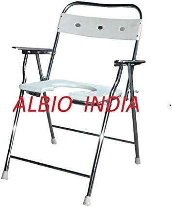 Albio Commode Chair Invalid U-Cut Folding - Chrome Plated