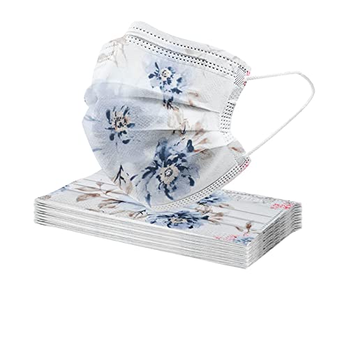 FOLOU 50 Pack Spring Disposable Face Masks for Women,3 Ply Floral